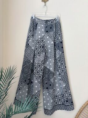 Preen/Edition Black & White Pleated Crepe Palazzo Pants Sz 12 Summer Maximalist